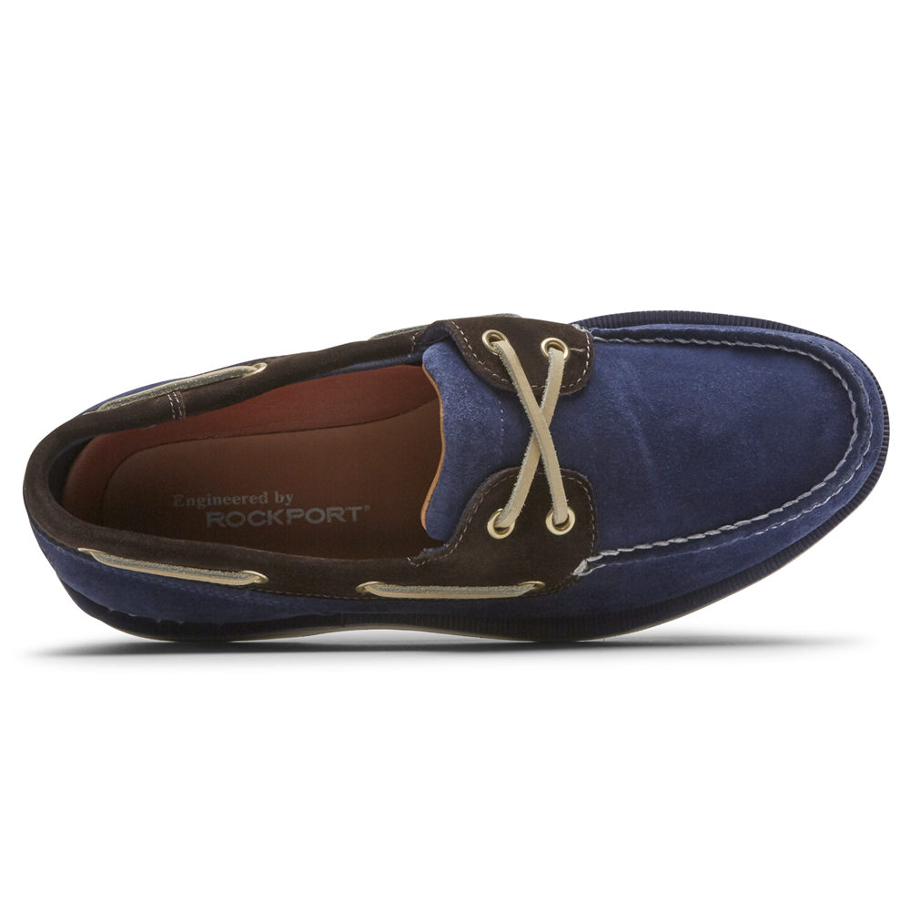 Rockport Boat Shoes For Mens Blue - Perth - FD6451089